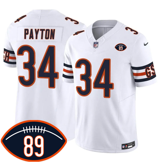 Men's White Chicago Bears #34 Walter Payton 2026 F.U.S.E. With Mike Ditka 89 Patch Vapor Untouchable Limited Stitched Football Jersey